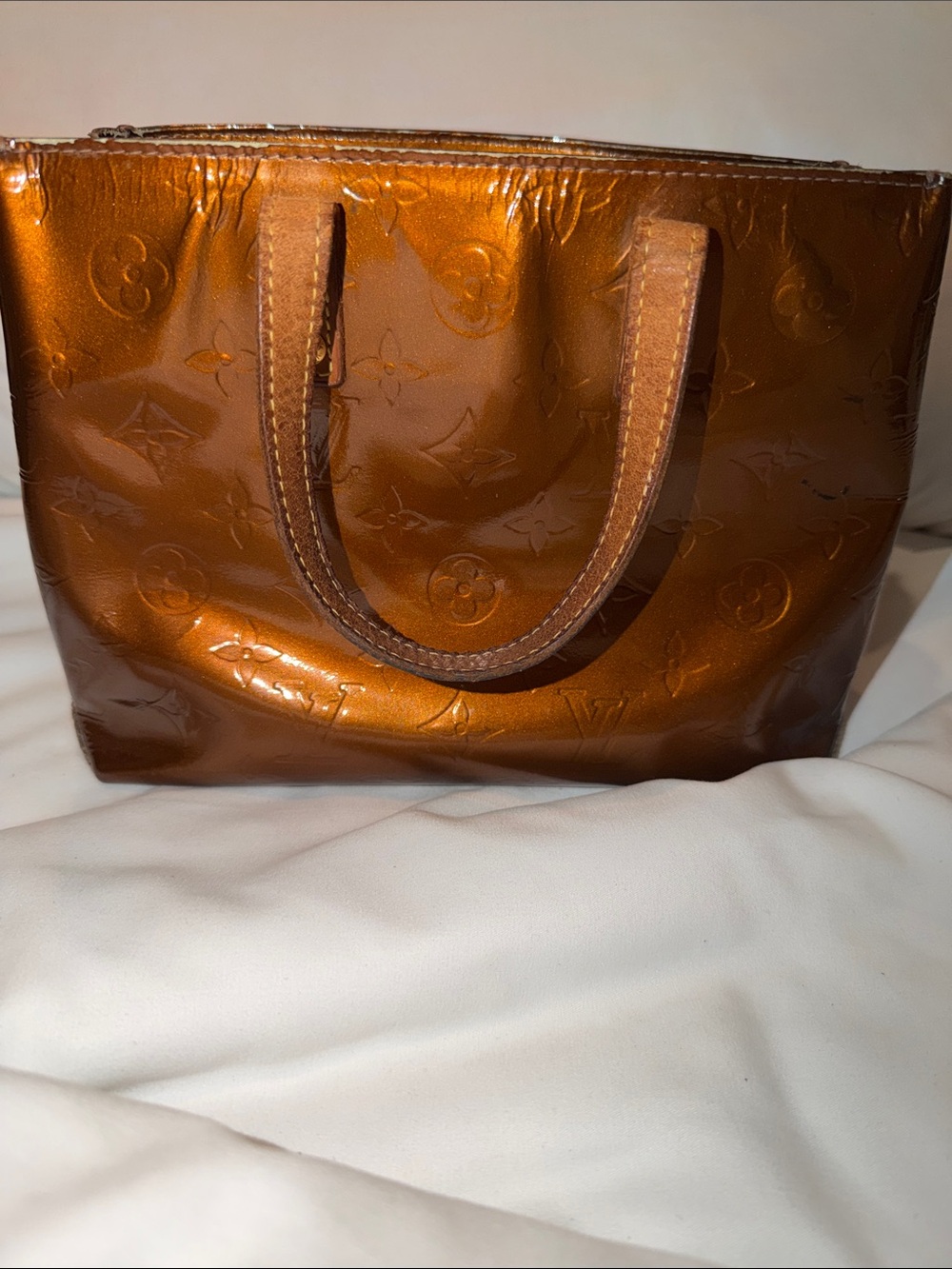 Louis Vuitton Copper Patent Monogram Vernis Tote